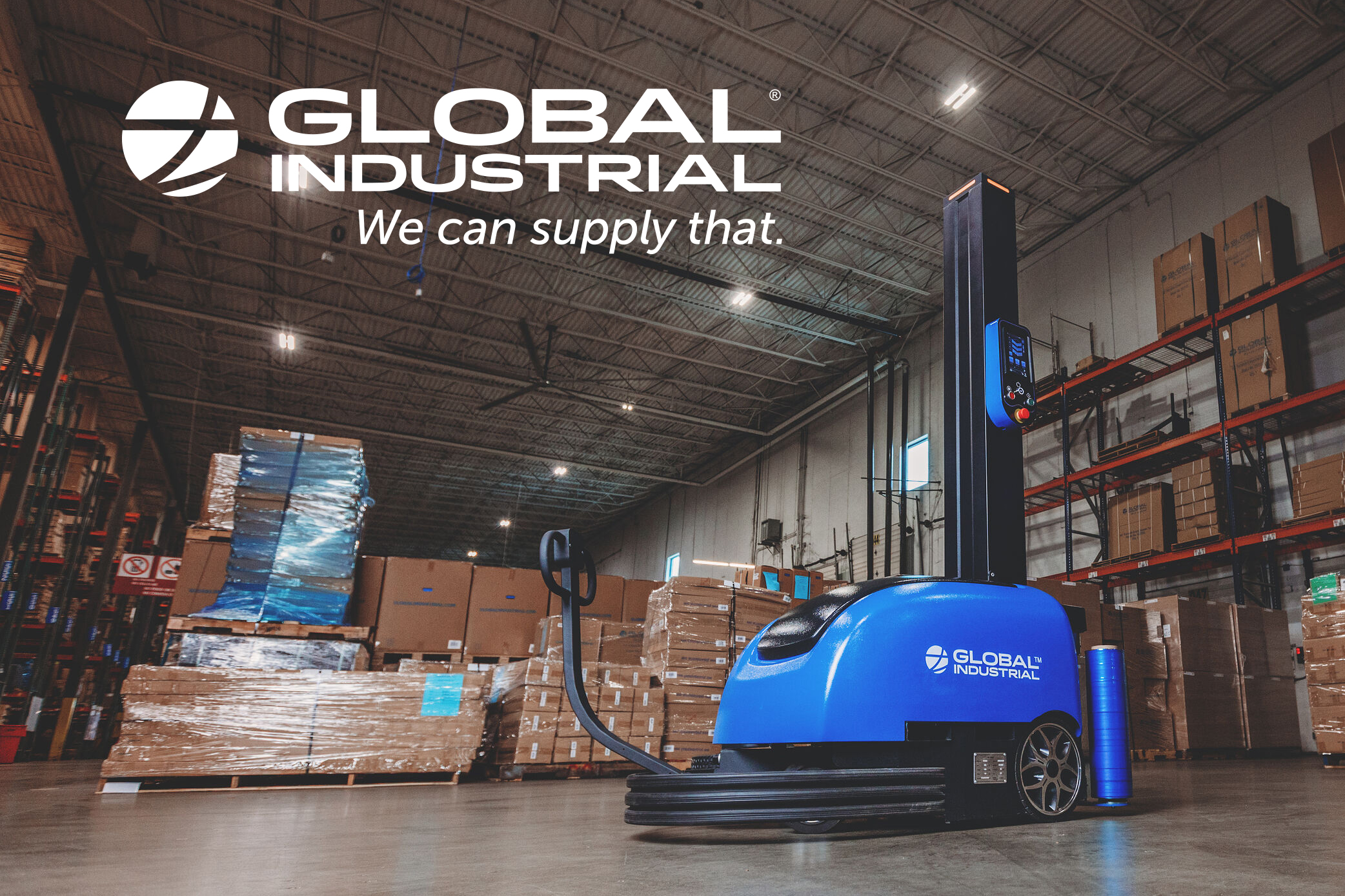 Global Industrial Introduces Mobile Robot Stretch Wrap Machine to Increase Efficiency, Safety and Value in Pallet Wrapping Operations