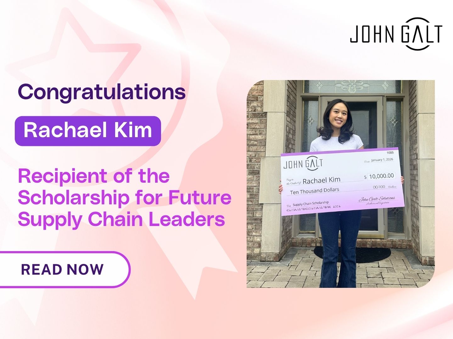 John Galt Solutions Announces Bi-annual Scholarship for Future Supply Chain Leaders Recipient: Rachael Kim of Michigan State University
