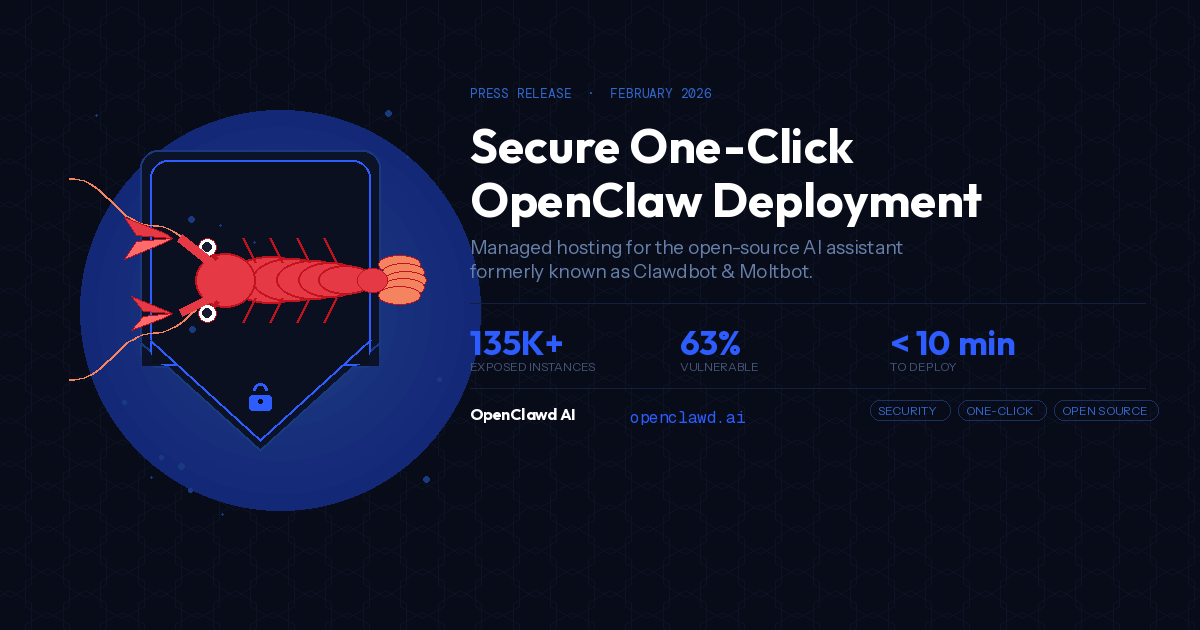 OpenClawd Ships One-Click OpenClaw Deployment With Built-In Security