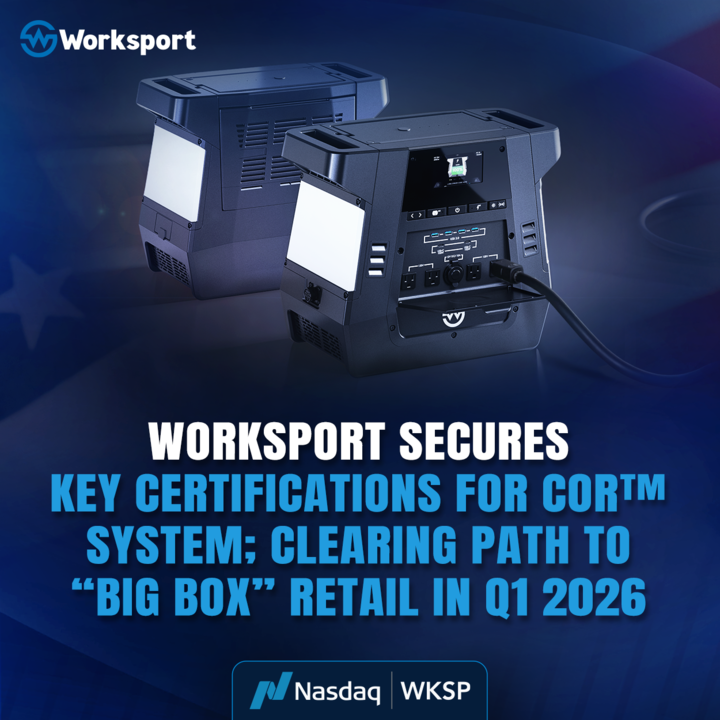 Worksport Secures Key Certifications for COR(TM) System; Clearing Path to "Big Box" Retail in Q1 2026