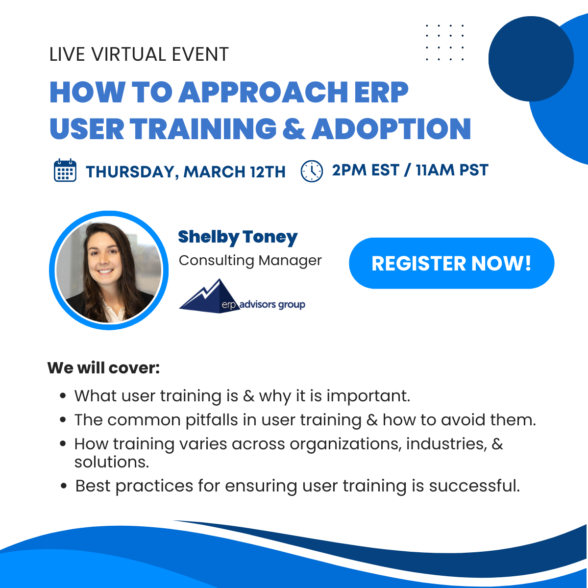 Free Live Event to Help Attendees Ensure ERP Success Through User Training and Adoption