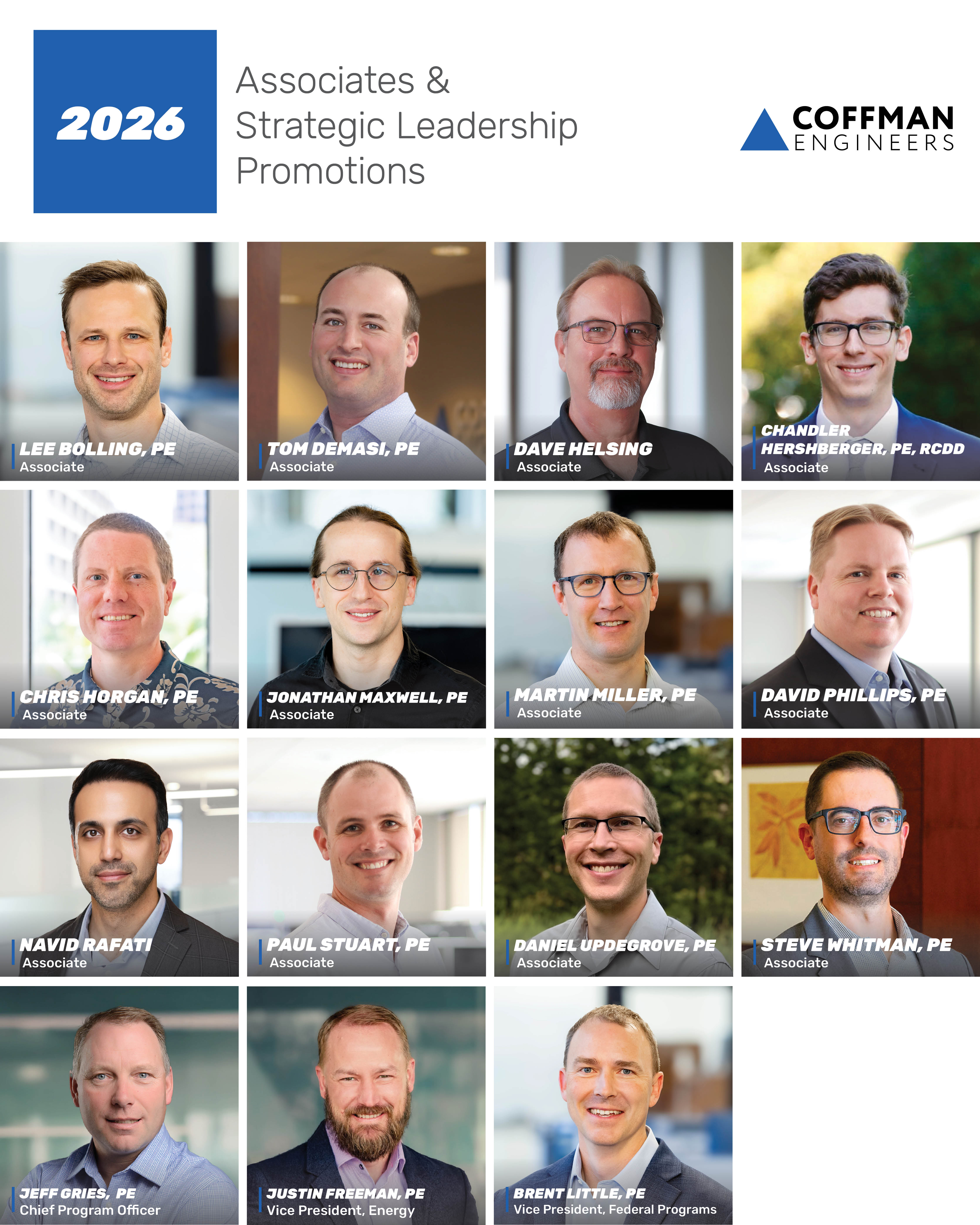 Coffman Engineers Announces 2026 Associates and Strategic Leadership Promotions