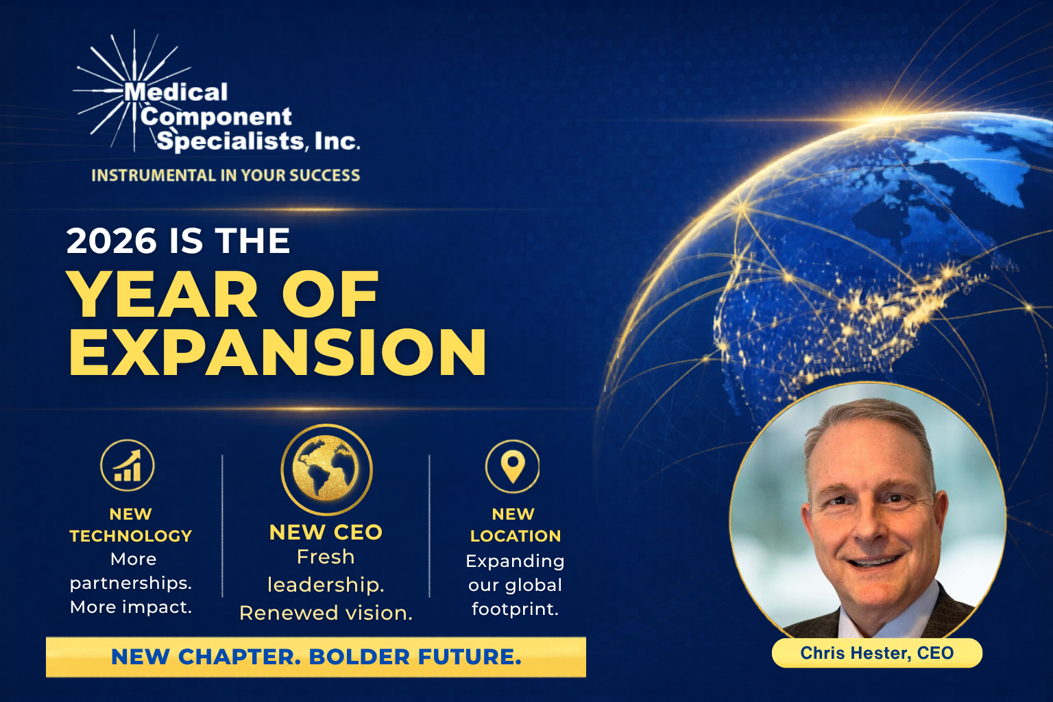 Medical Component Specialists Appoints Chris Hester as President and CEO to Drive Next Phase of Global Growth