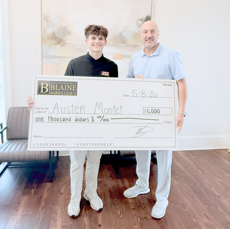 The Law Offices of Blaine Barrilleaux Awards 2026 Scholarship to Louisiana Student Austen Montet