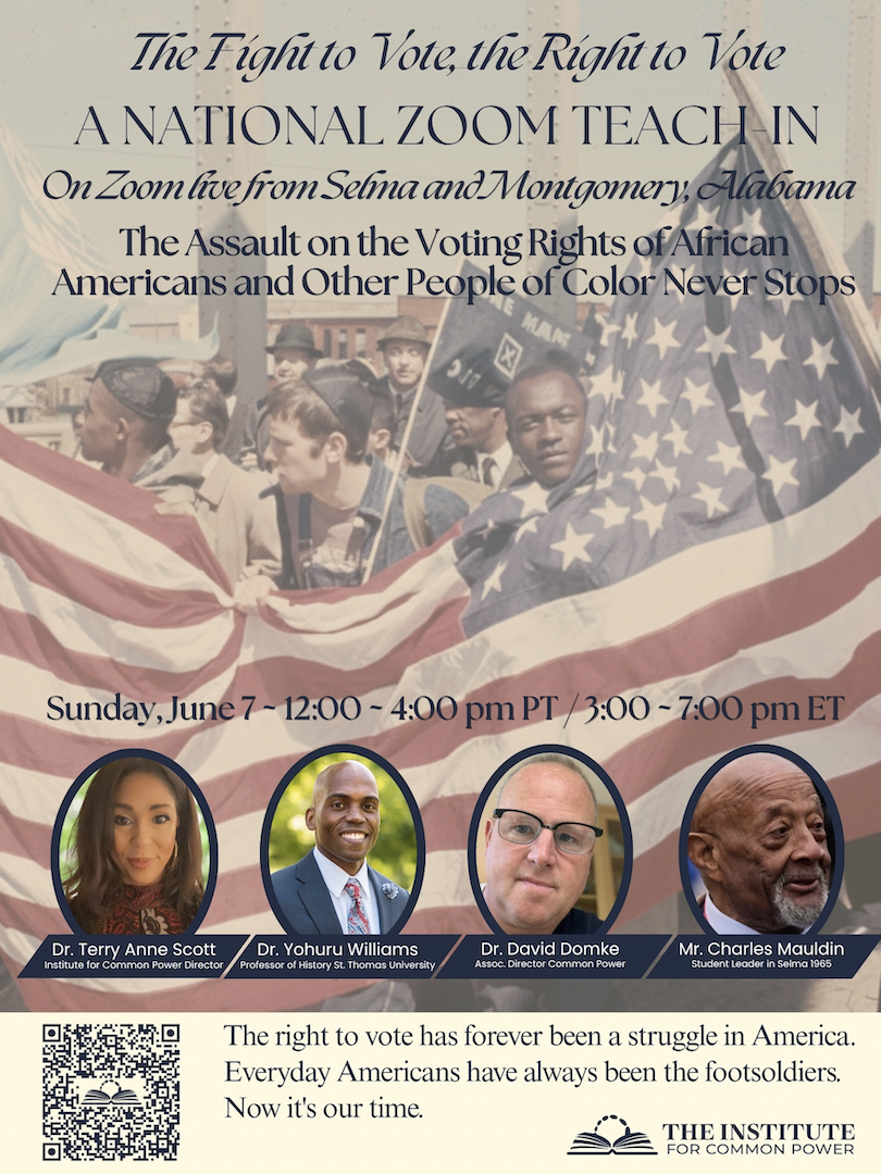 The Institute for Common Power to Host National Teach-In on the Fight to Vote in America