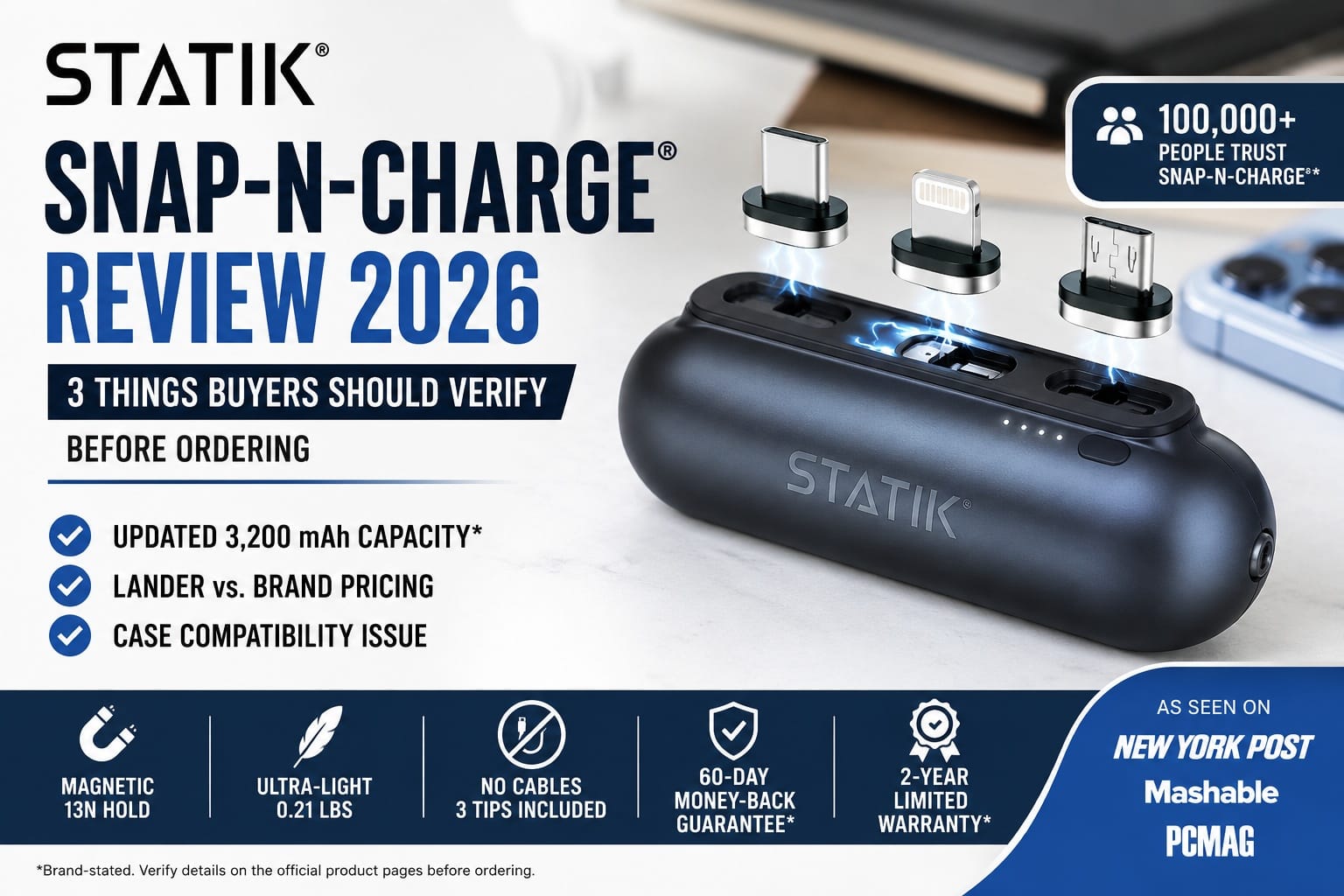 Statik Snap-N-Charge Review 2026: 3 Things Buyers Should Verify Before Ordering + The Brand Claim "The Only Portable Charger You'll Ever Need"