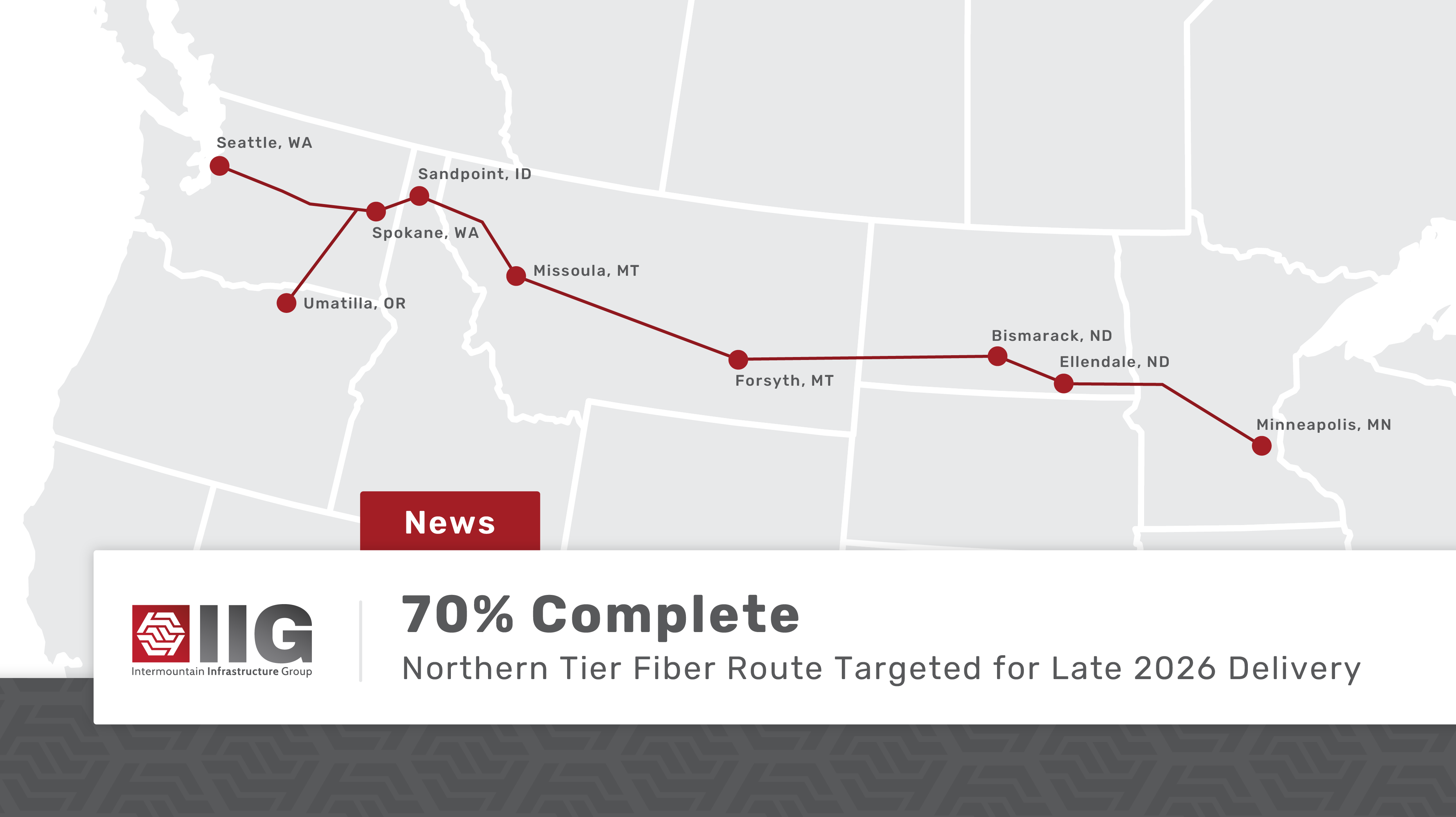 Intermountain Infrastructure Group Announces Northern Tier Fiber Route Now 70 Percent Complete, Targeted For Late 2026 Delivery