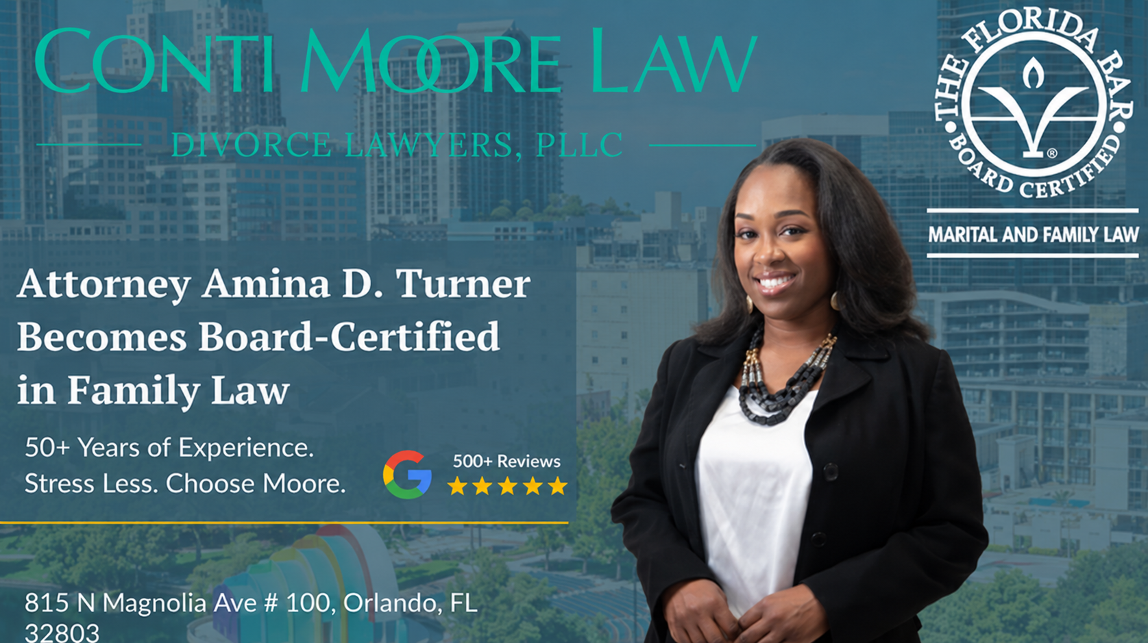 Divorce Attorney Amina D. Turner Becomes Board-Certified in Marital and Family Law