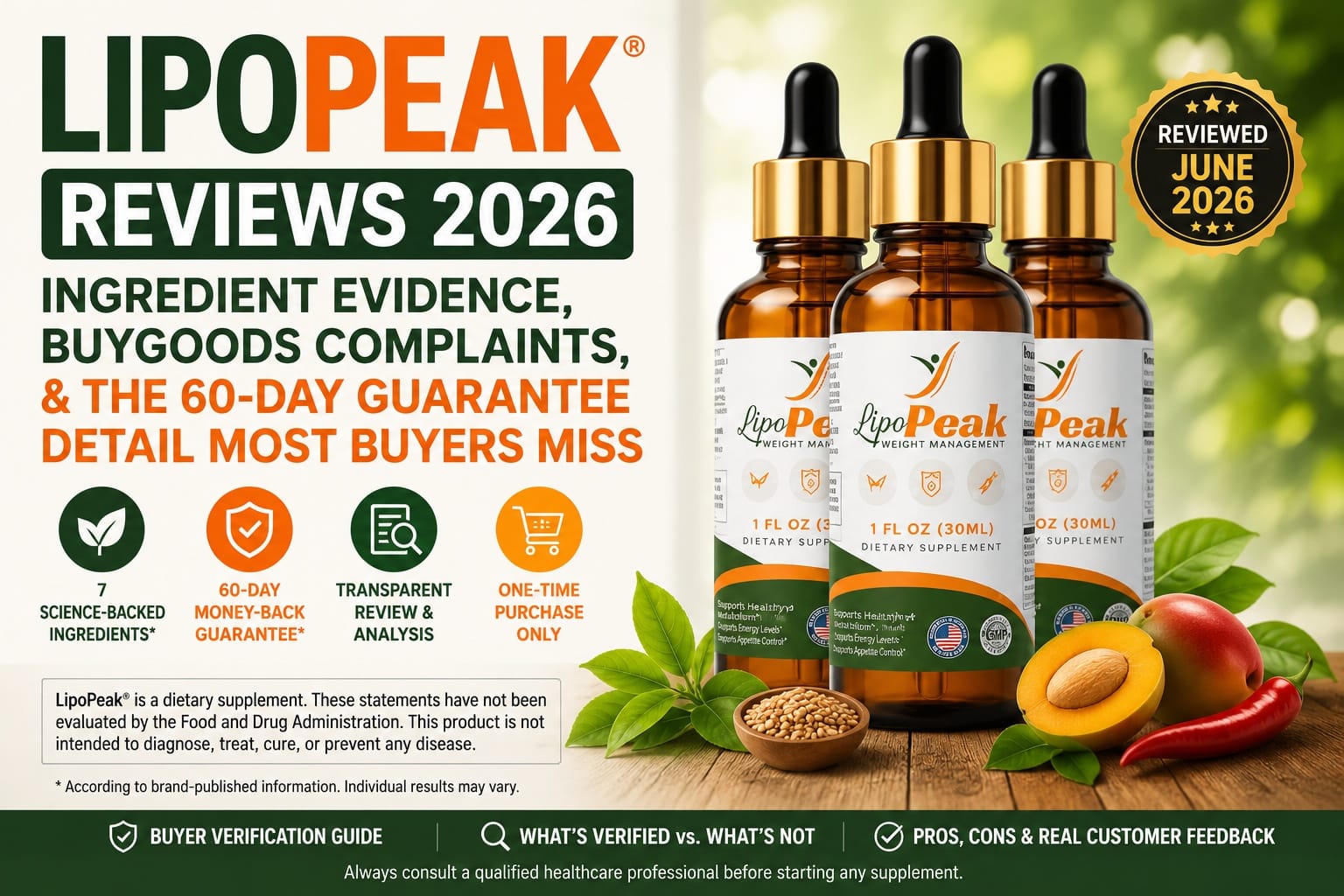 LipoPeak Review 2026: 7 Natural Weight Management Ingredients To Support Health Metabolism - What Buyers Should Know