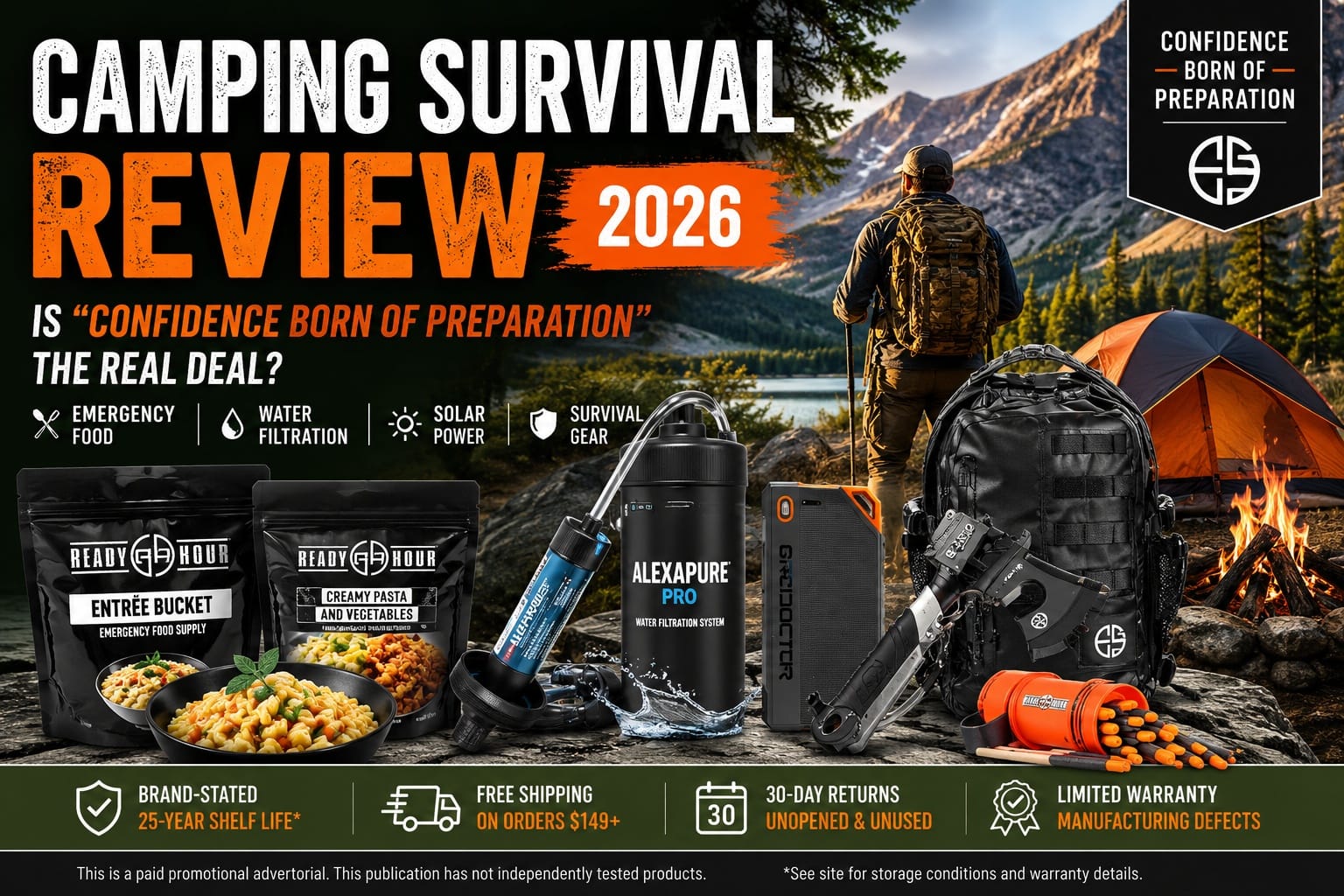 Camping Survival Review (2026): Ready Hour Emergency Food Kits, Alexapure Pro Water Filter, and the Buyer's Checklist Before You Order