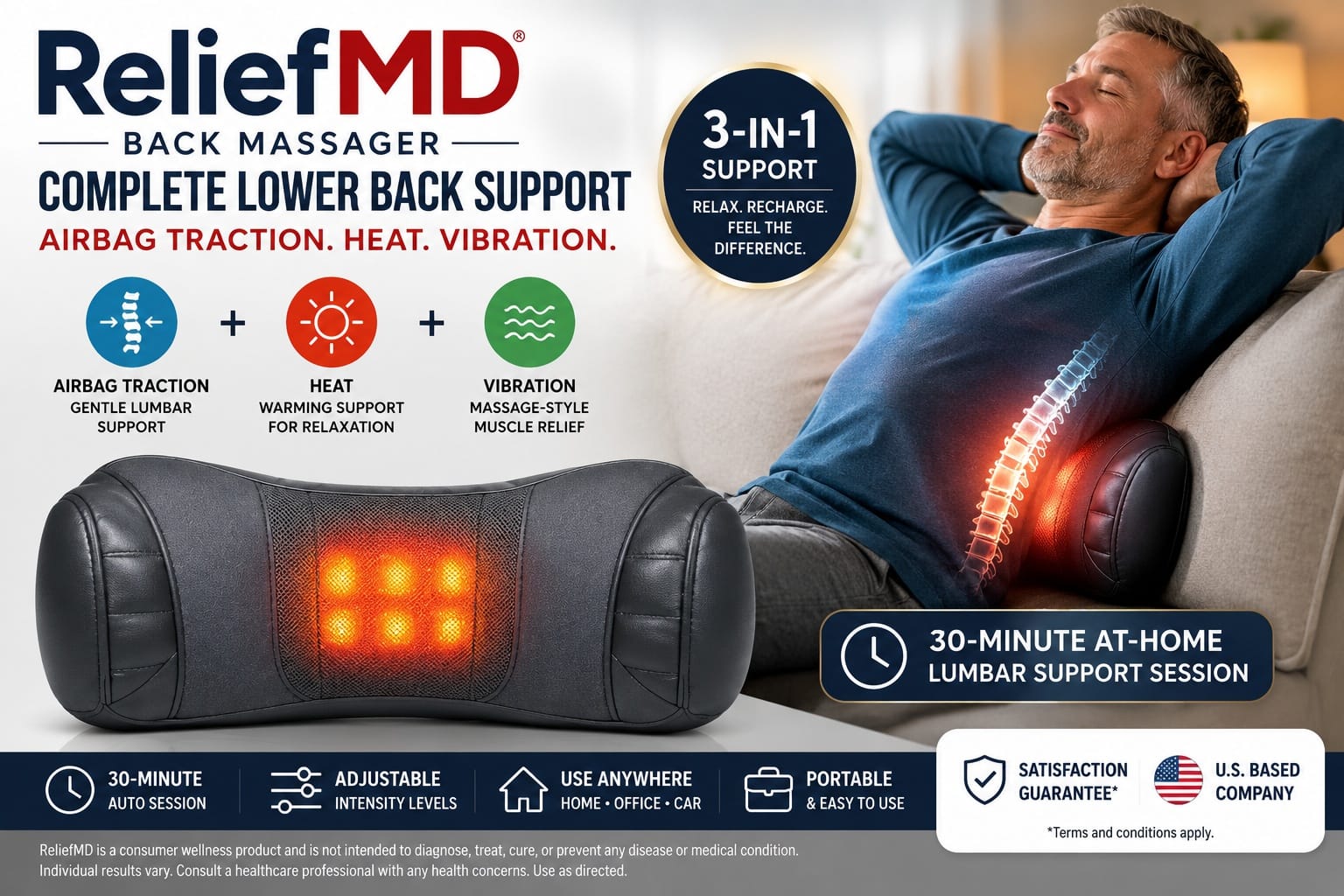 ReliefMD Back Massager Review 2026: Why Adults are Comparing Airbag Traction, Heat, and Vibration for At-Home Lumbar Support