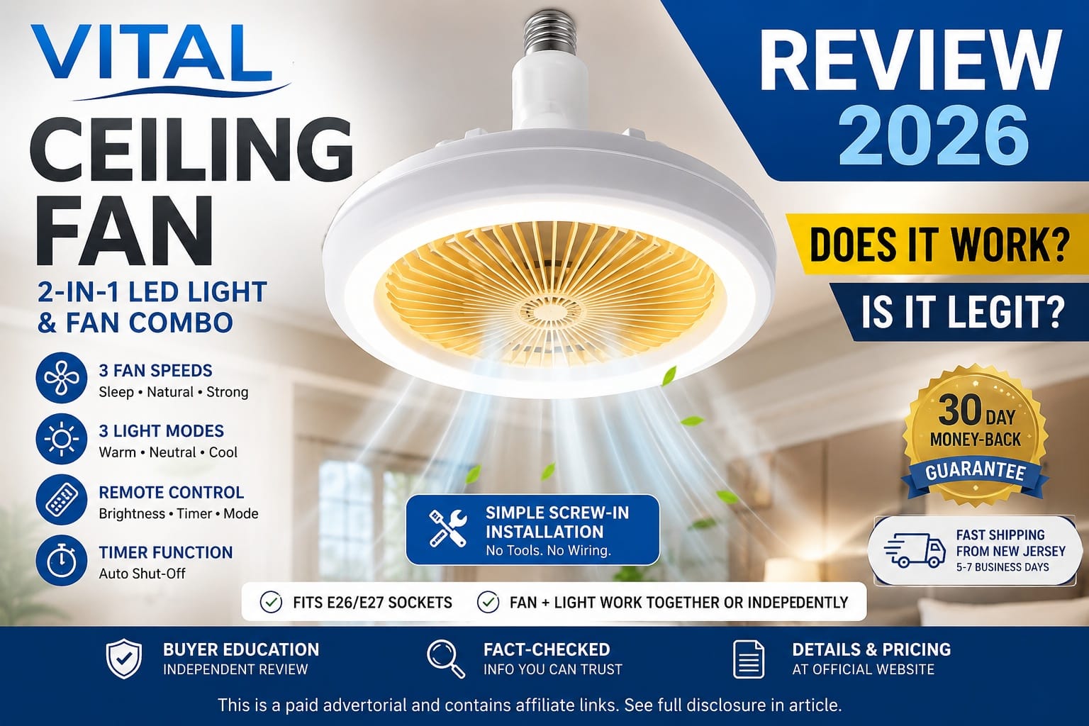 Vital Ceiling Fan Reviews 2026: What Buyers Should Know Before Ordering the Screw-In Fan Light