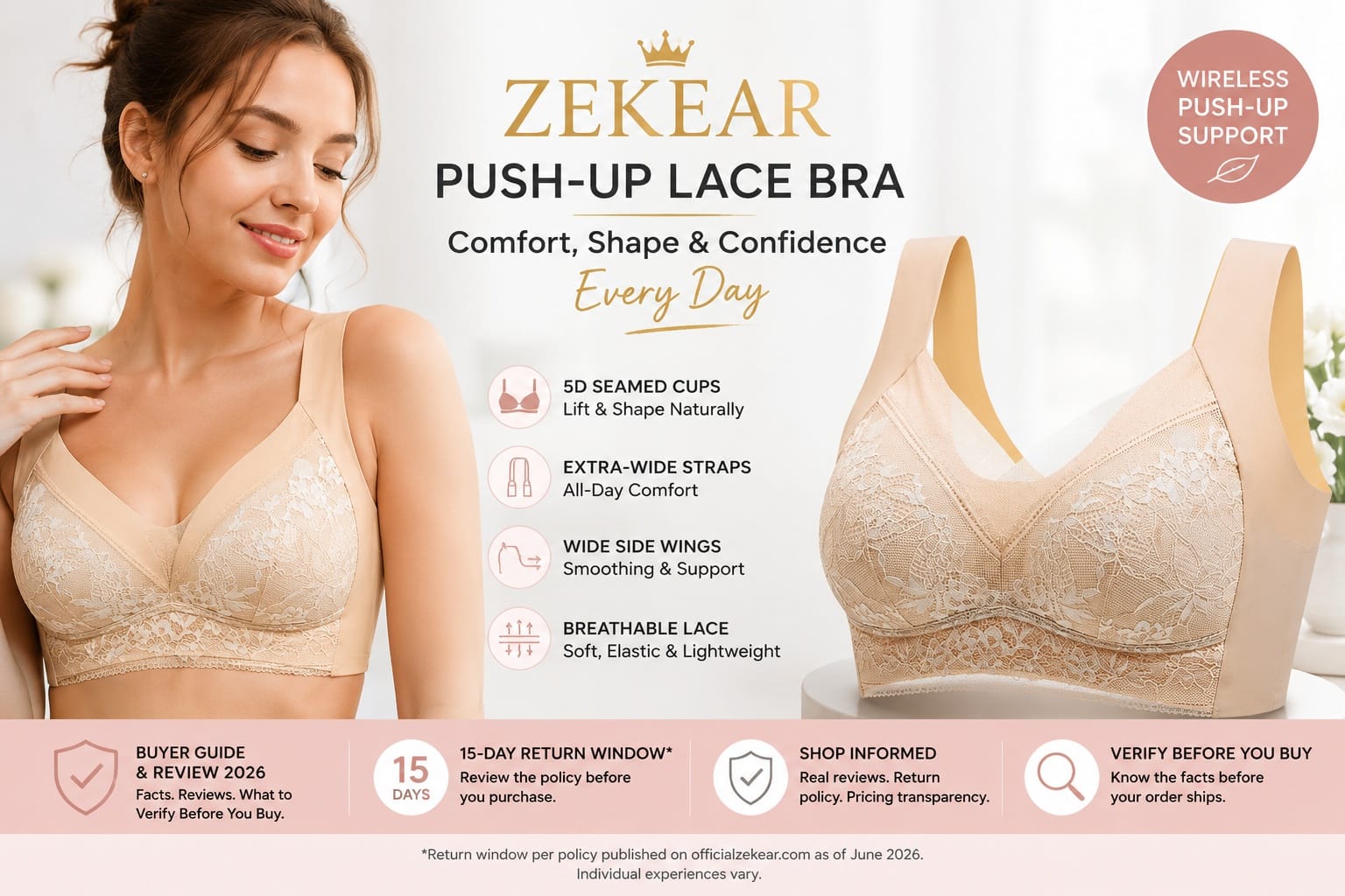 Zekear Push-Up Lace Bra Review 2026 Explores Why Shoppers Are Comparing Wireless Lift, Lace Comfort, and Sizing Before Ordering