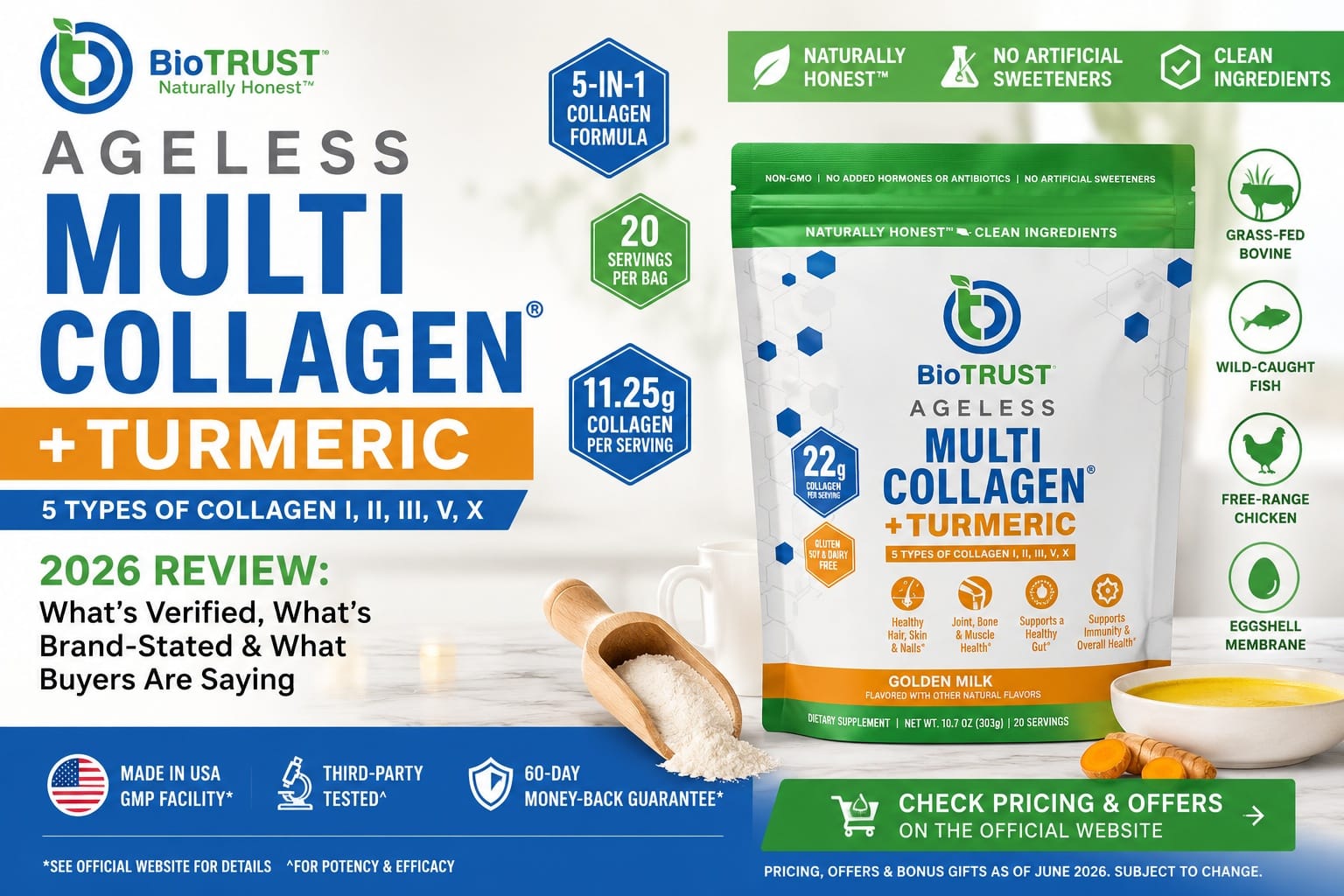BioTrust Nutrition Ageless Multi-Collagen Review 2026: Five-Type Collagen Formula, Ingredients, Pricing, and Buyer Considerations