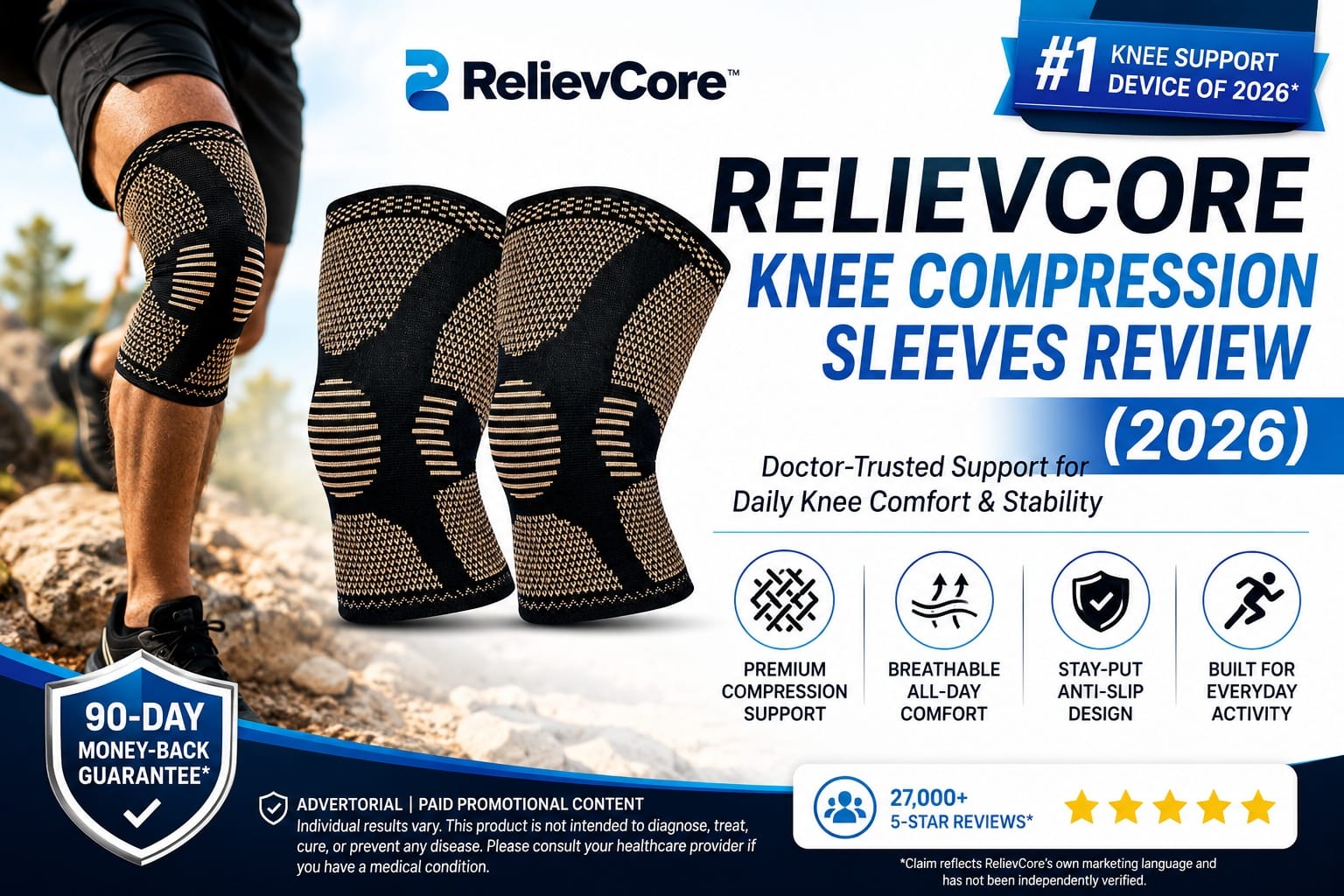 RelievCore Knee Compression Sleeves Review (2026): Does the Anti-Slip System Actually Work - and is it Right for You?