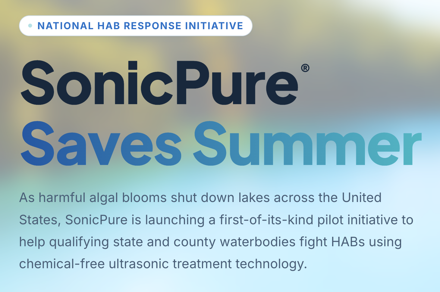 SonicPure Launches 'SonicPure Saves Summer' Initiative to Help Public Water Agencies Combat Harmful Algal Blooms
