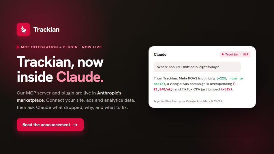 Trackian Brings Its Marketing Decision Engine to Claude: MCP Integration and Plugin Now Live in Anthropic's Marketplace