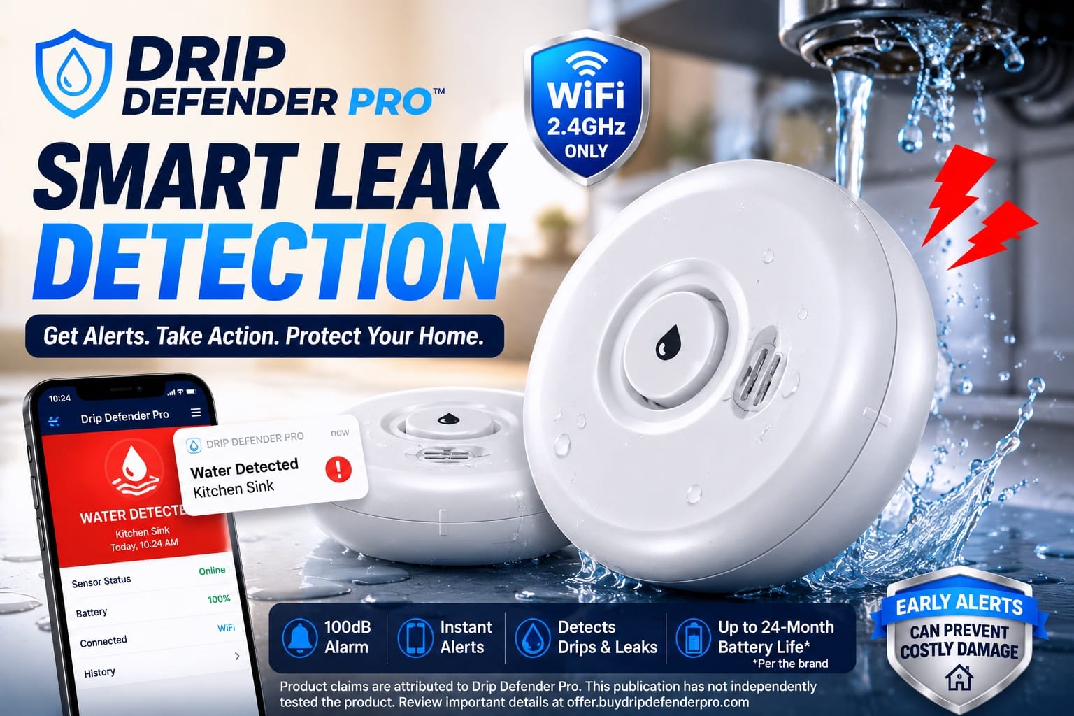 Drip Defender Pro Review (2026): WiFi Leak Sensor Specs, the 