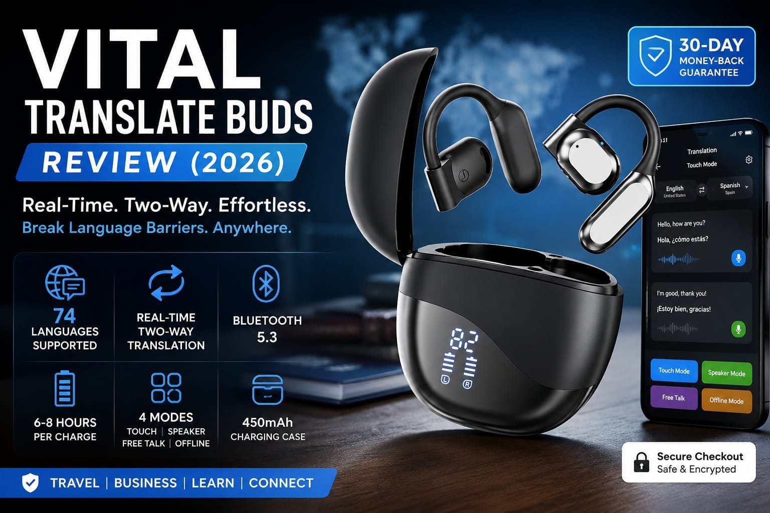 Vital Translate Buds Review (2026): 74 Languages, 4 Translation Modes, and One Discrepancy Smart Buyers Are Resolving Before They Order
