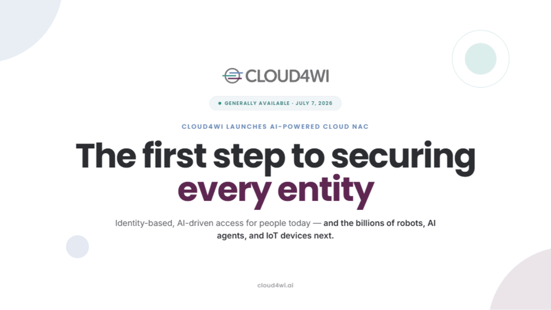 Cloud4Wi Launches AI-Powered Cloud NAC - the First Step to Securing Every Entity