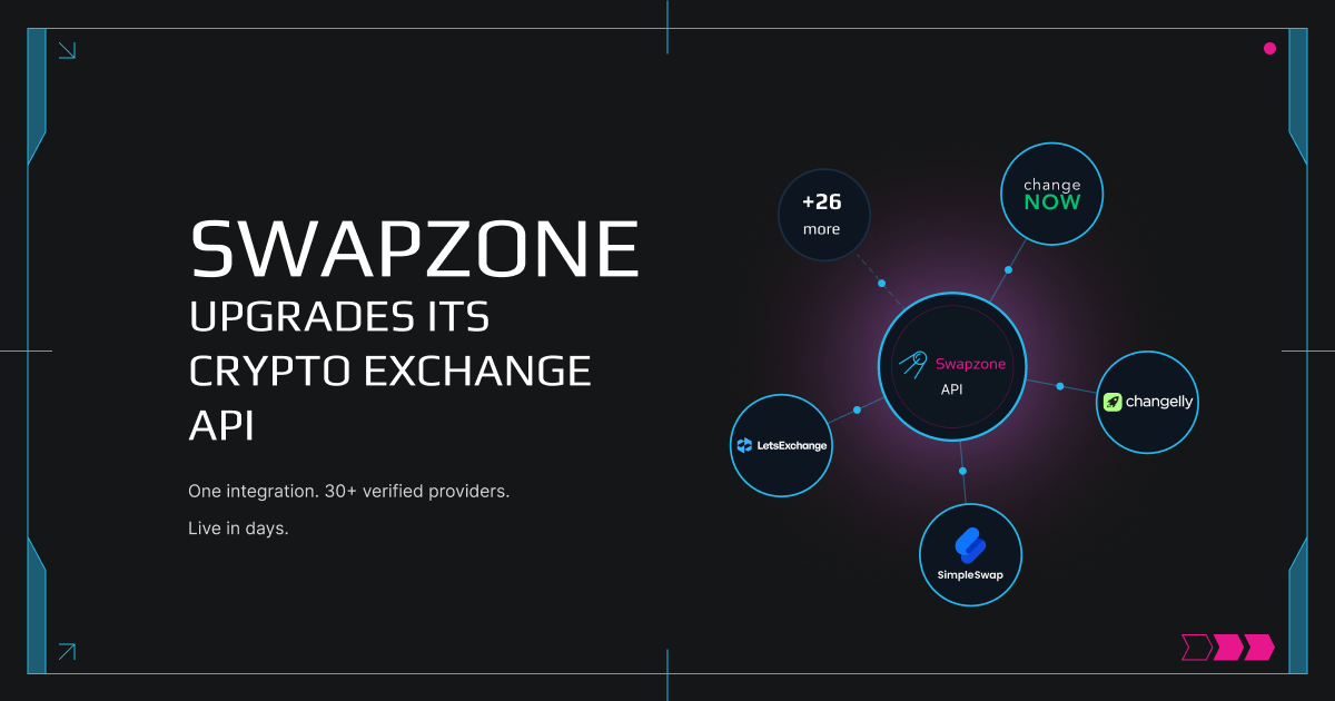 Swapzone Upgrades Its Crypto Exchange API: One Integration Now Connects ChangeNOW, Changelly, SimpleSwap, and 27 Other Providers