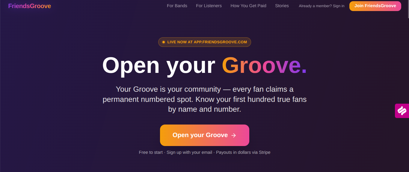FriendsGroove Launches: The Social Network for Music Where Fans Get a Permanent Number for Finding Bands First
