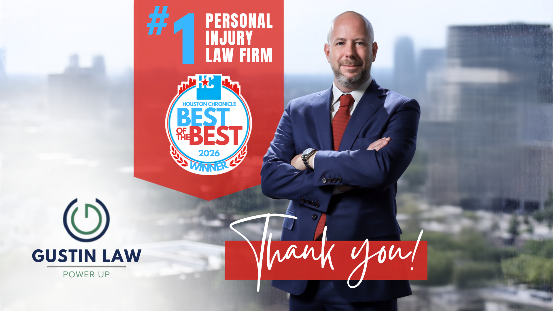 Gustin Law Firm Named 2026 'Best of the Best' Personal Injury Law Firm by Houston Chronicle Readers