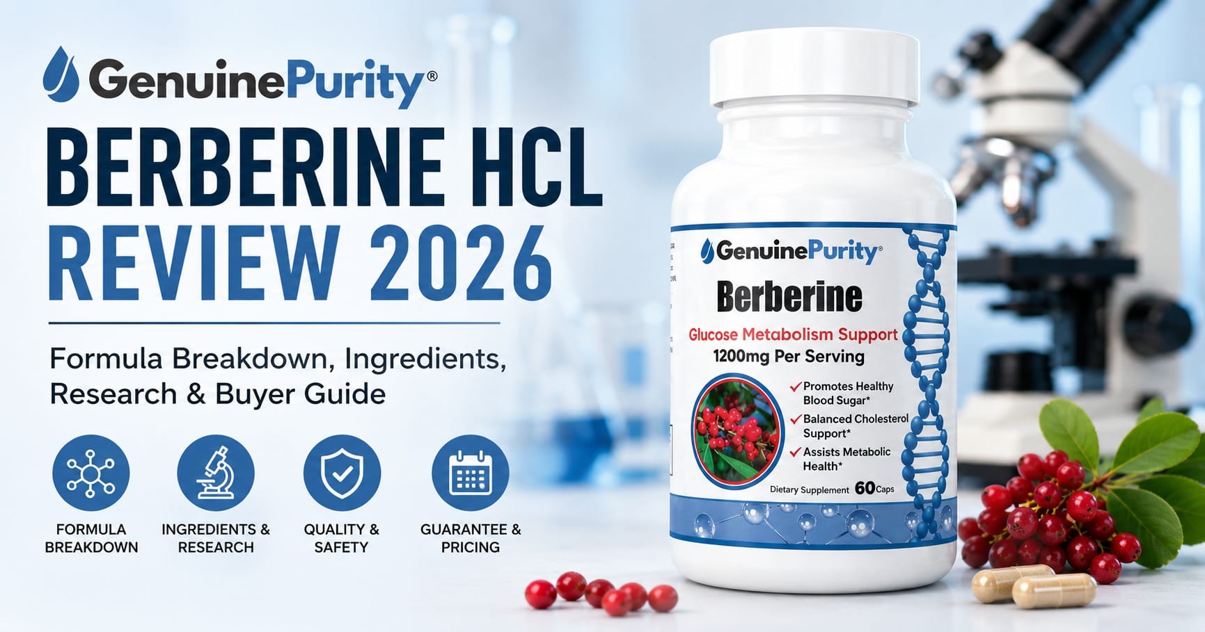 GenuinePurity Berberine HCL Reviews 2026: Blood Sugar-Conscious Buyers Discover the Single-Ingredient 1,200 mg Formula Designed for Daily Support
