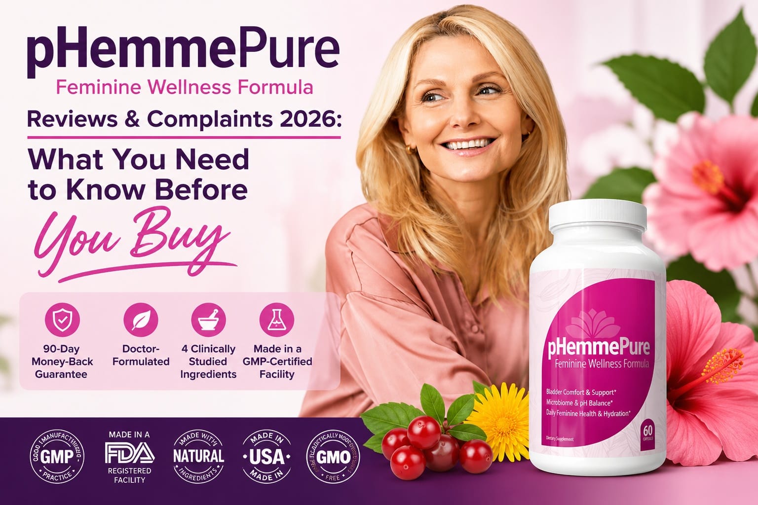 pHemmePure Reviews & Complaints: Bathroom-Weary Women Discover the 4-Ingredient Formula Designed for Daily Urinary Comfort