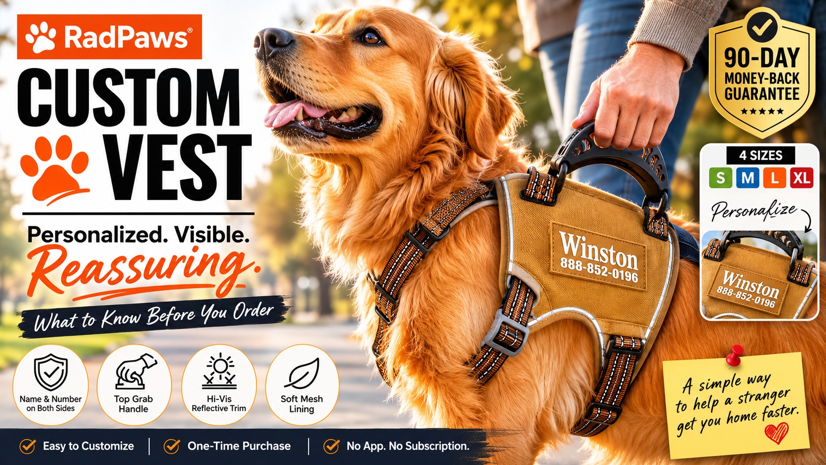 RadPaws Custom Vest Reviews: Dog Owners Who Want Their Best Friend Easy to Identify Discover the Personalized Name-and-Number Vest