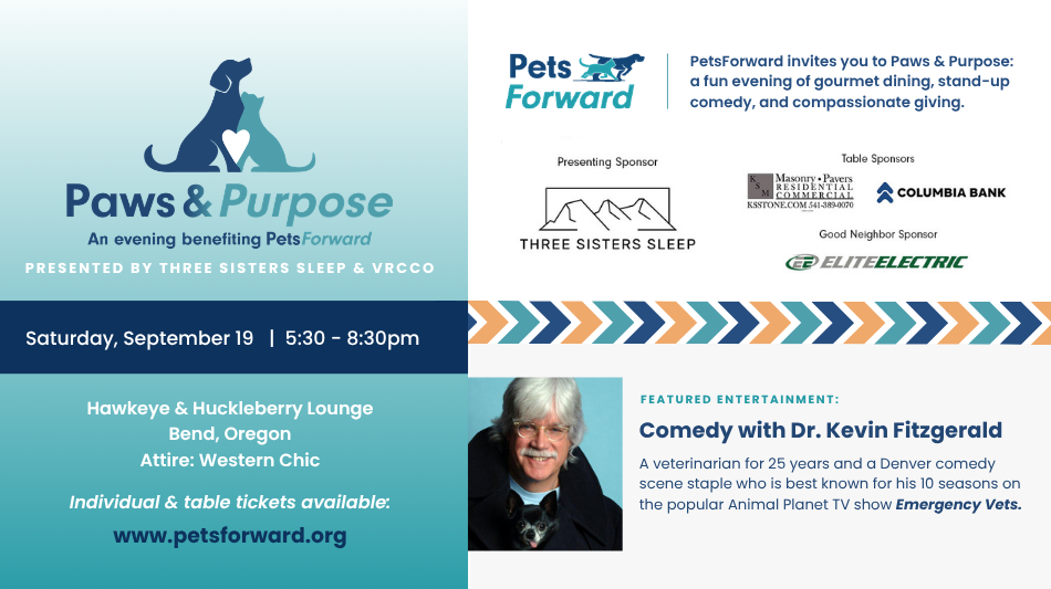 PetsForward Announces 'Paws & Purpose' Fundraising Dinner and Comedy Night at Hawkeye & Huckleberry Lounge