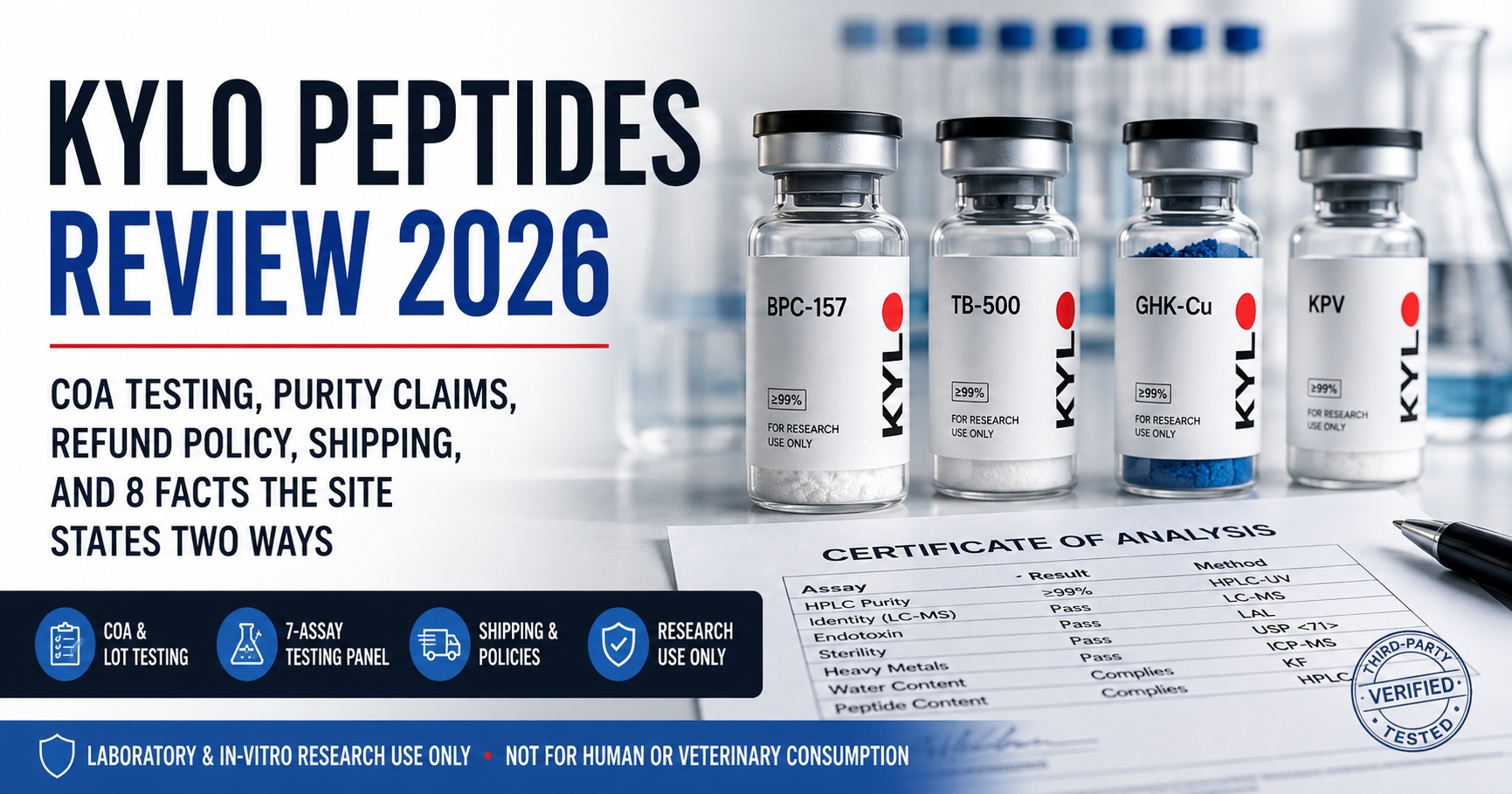 Kylo Peptides Review 2026: Could This Be the Research Peptide Supplier You've Been Looking For? See the COAs, Testing and 8 Details to Verify