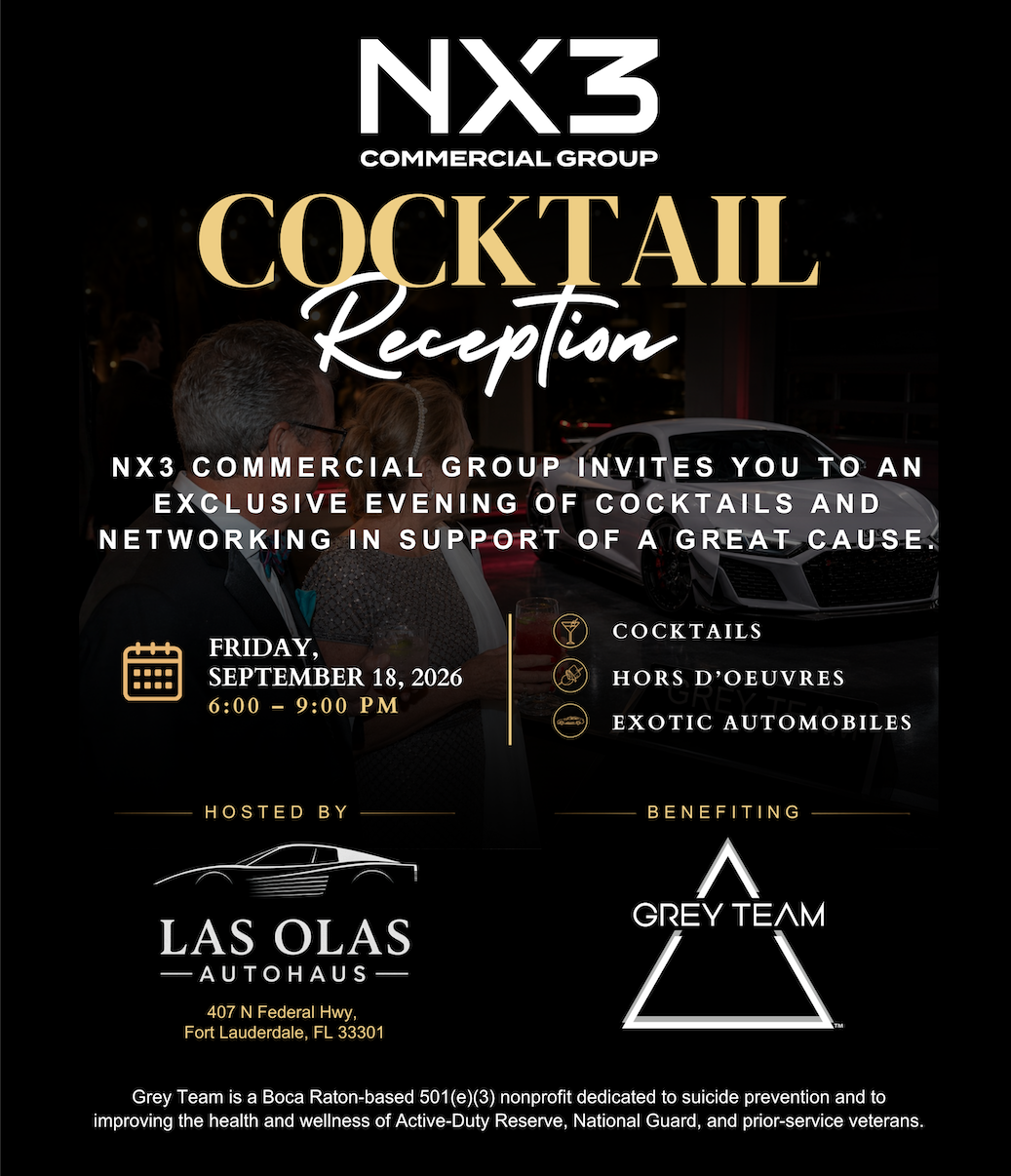 NX3 Commercial Group Announces Private Charity Cocktail Reception Benefiting Grey Team
