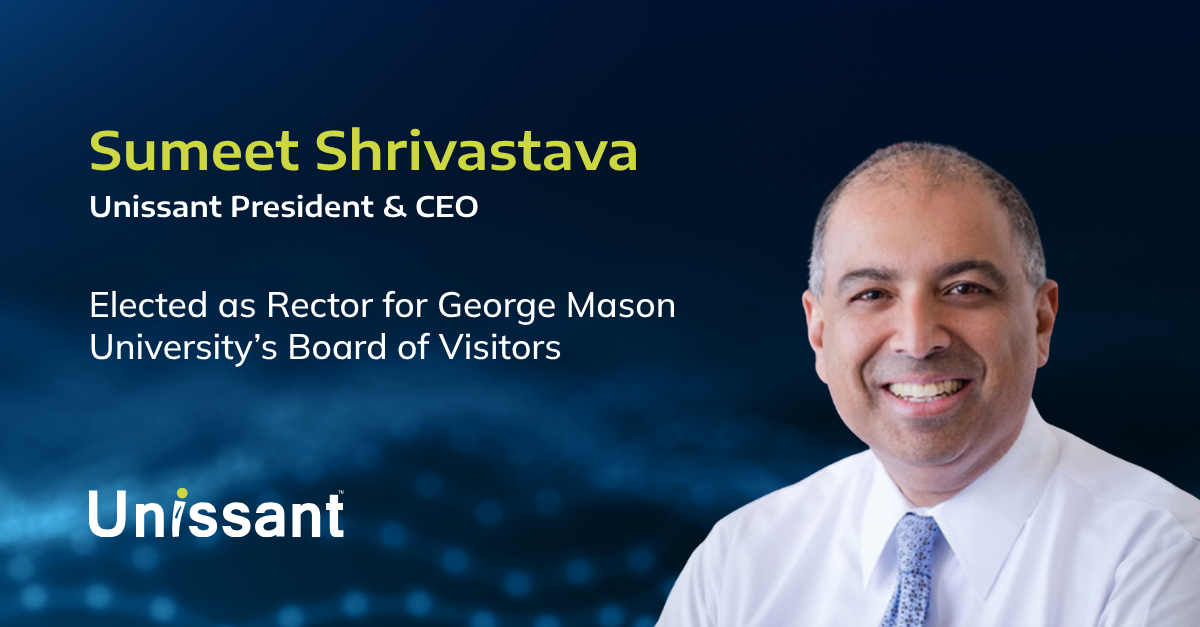 George Mason University Elects Unissant CEO Sumeet Shrivastava Rector of Board of Visitors