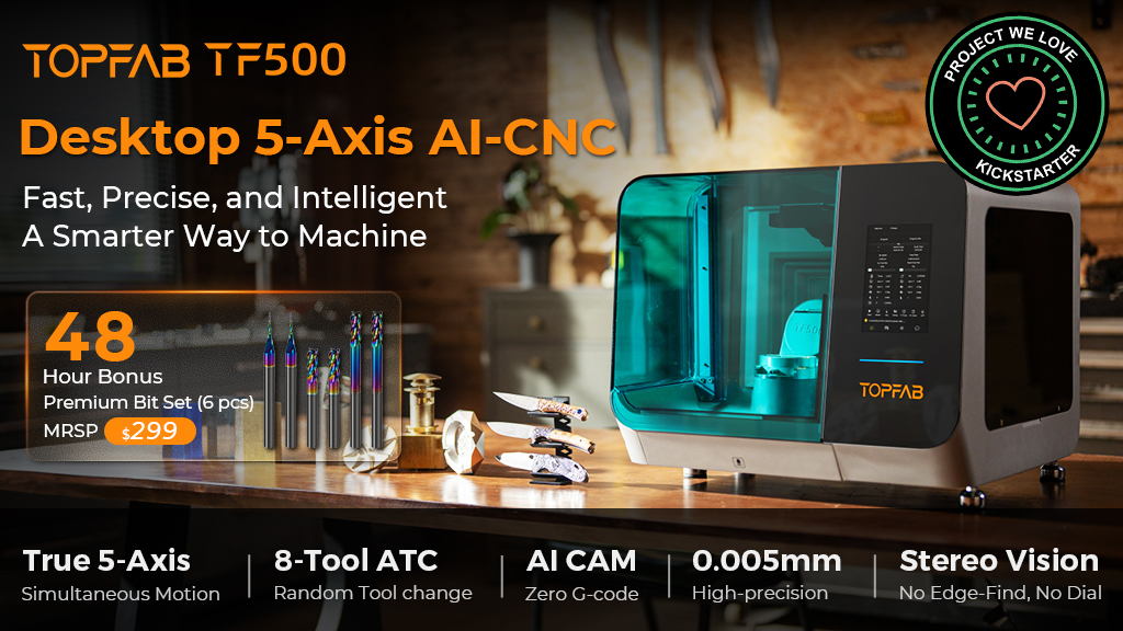 TOPFAB TF500 Brings AI-Powered 5-Axis CNC Machining to the Desktop