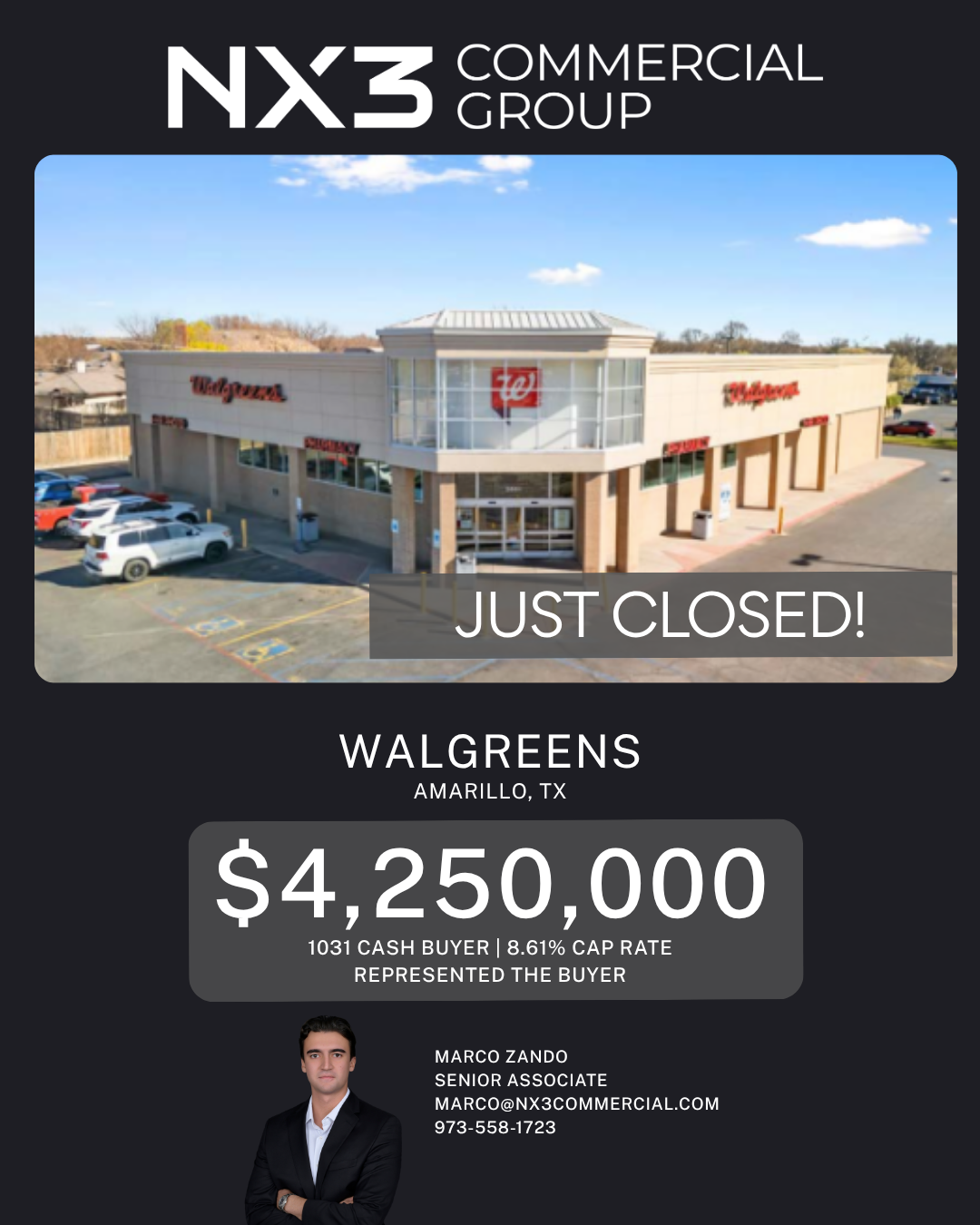 NX3 Commercial Group's Marco Zando Closes Back-to-Back Net Lease Deals Totaling $6.9 Million