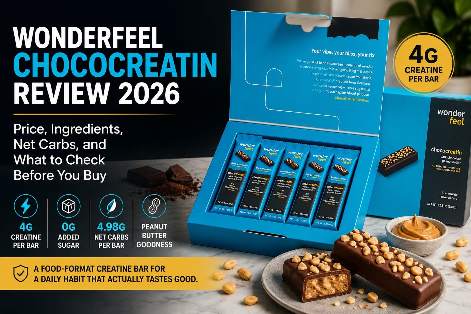 Wonderfeel ChocoCreatin Review 2026: Price, 4g Creatine, Ingredients, Nutrition Facts & Buyer Guide