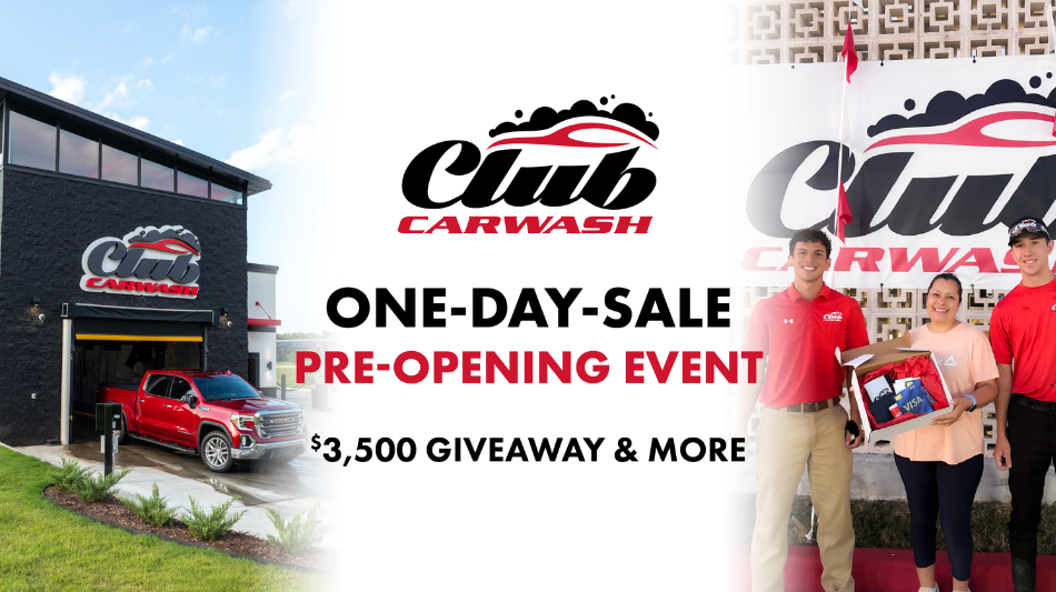 Club Car Wash to Offer 50% Off Memberships at Exclusive, Pre-Opening One-Day Sale Event 