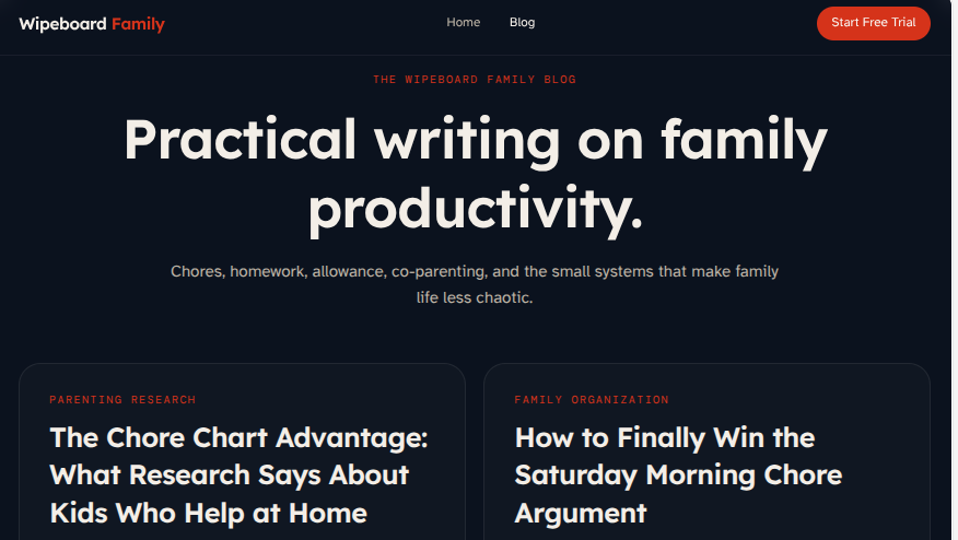 New Family Wipeboard Guide Reviews Decades of Research Linking Early Chores to Kids' Success