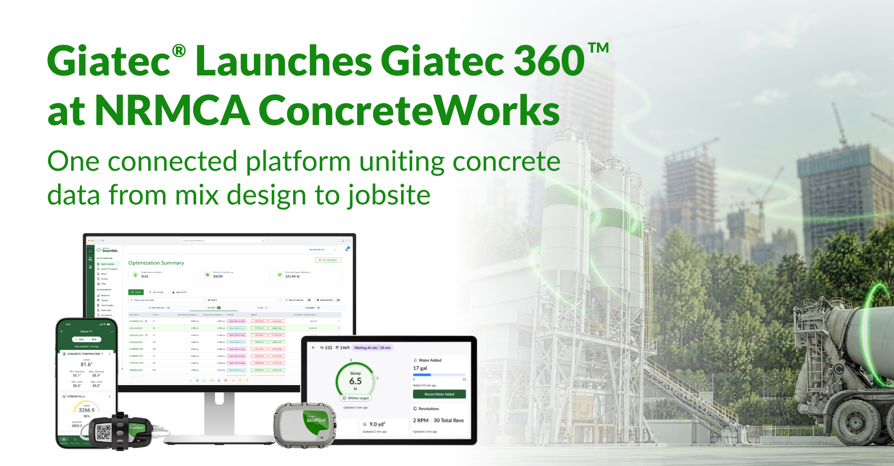 Giatec Launches Giatec 360(TM) at NRMCA's ConcreteWorks, Unifying Concrete Data from Mix Design to Jobsite