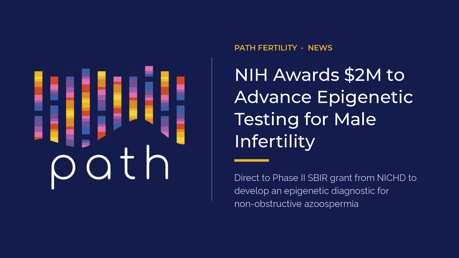 Path Fertility Awarded $2 Million NIH Grant to Develop Epigenetic Test for Severe Male Infertility and Associated Cancer Risk