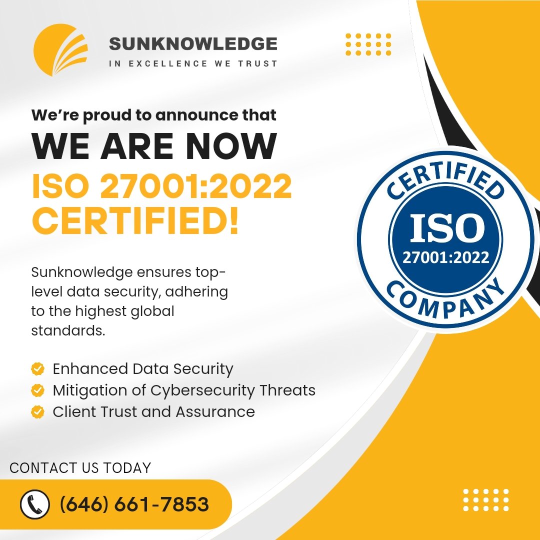 Sunknowledge Achieves ISO 27001:2022 Certification, Setting a New Benchmark for Data Security