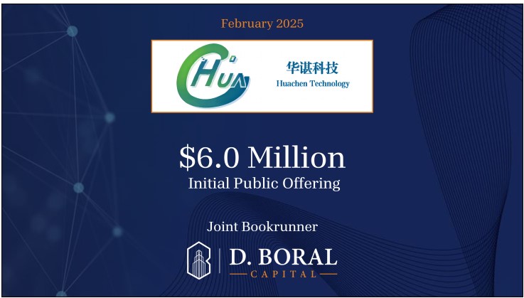 D. Boral Capital Acted as Joint Bookrunner to Huachen AI Parking Management Technology Holding Co., Ltd (Nasdaq:HCAI) in Connection with its $6.0 Million Initial Public Offering  