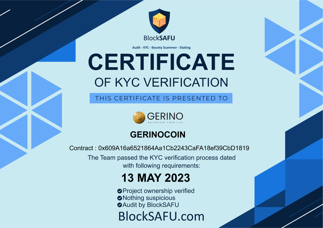 Gerino Coin Project Achieves Key Milestones of KYC Verification Completed and NFT Platform Launch Imminent
