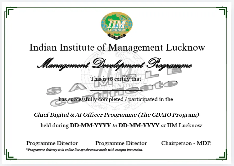 Chief Digital & AI Officer Programme (The CDAIO Program) Certificate - IIM Lucknow