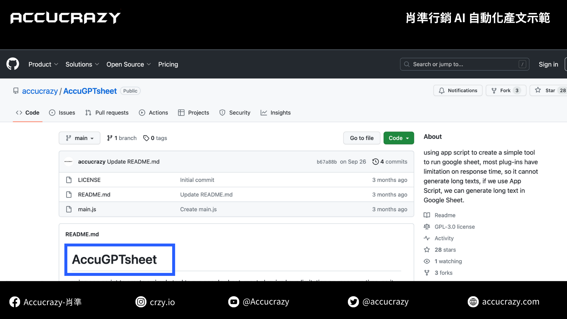Accucrazy tool accuGPTsheet for generative ai and copywrite for social media