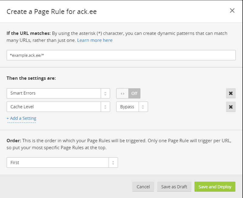 google cloud storage - cloudflare smart errors page rule