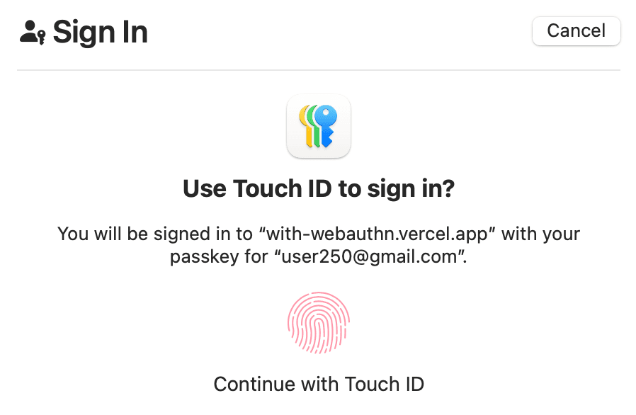 User is prompted to authenticate himself/herself.
