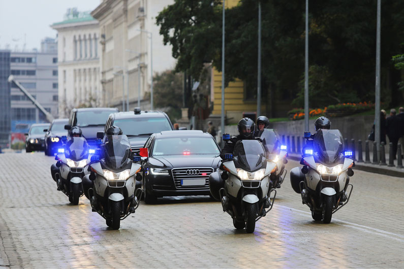 Police escort for the safety of government officials during special events