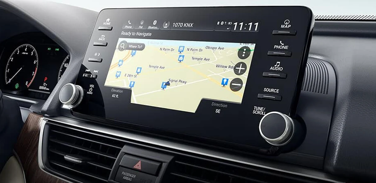 Navigation system on a Honda dashboard